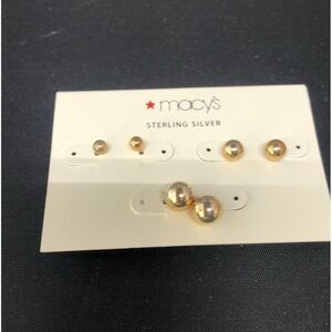BRAND NEW! Macys Sterling Silver Stud Earring Set of 3